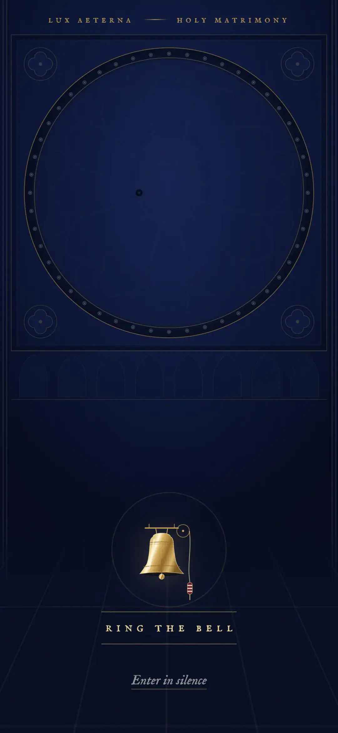 Lux Aeterna, a Holy Matrimony e-invite for Goa: opening screen
