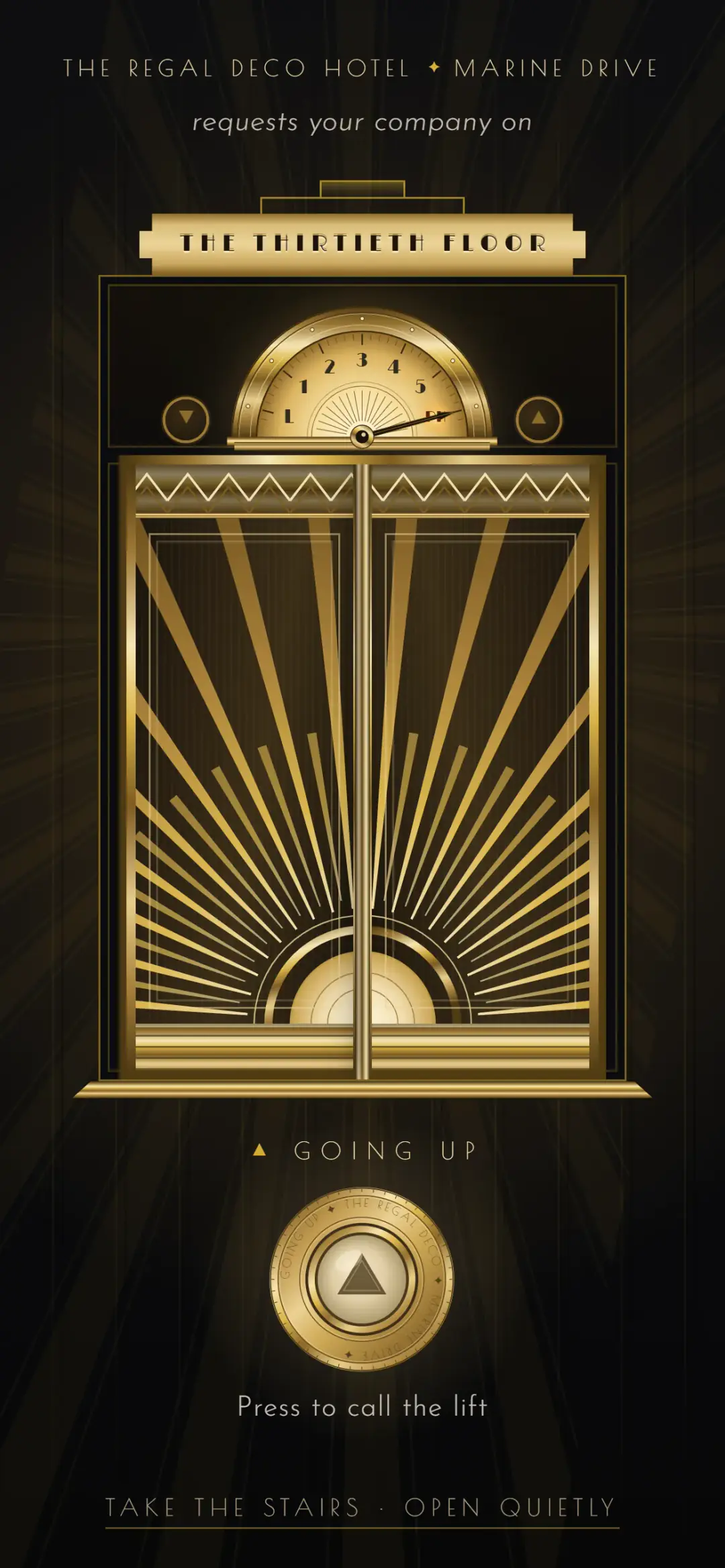 The Thirtieth Floor, a Birthday Gala e-invite for Mumbai: opening screen