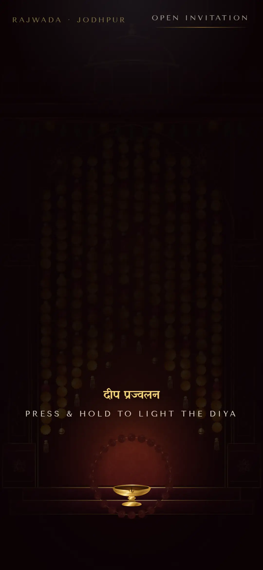 Rajwada, a Vivah e-invite for Jodhpur: opening screen